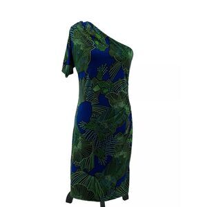 Gianni Bini Dress Women's Small Floral‎ Midi One Shoulder Travel Cruise